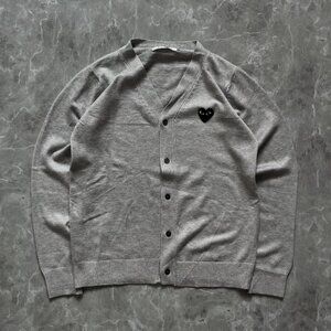 Comme Des Garçons Play Grey V-Neck Cardigan